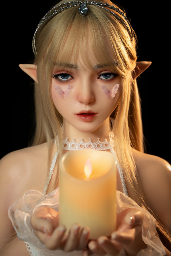 150cm (4ft11) A-Cup Elf Head Flat-Chested Hybrid Sex Doll with Movable Jaw Head