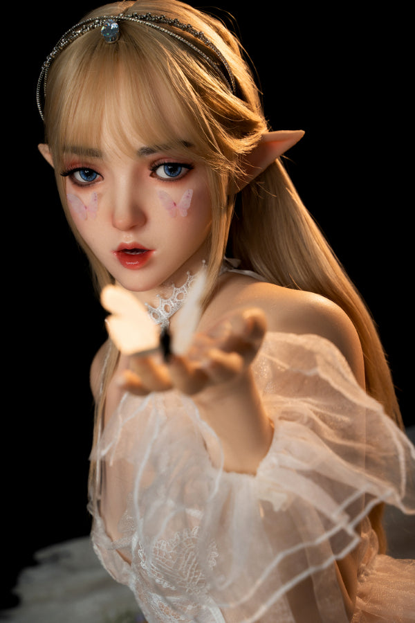 150cm (4ft11) A-Cup Elf Head Flat-Chested Hybrid Sex Doll with Movable Jaw Head