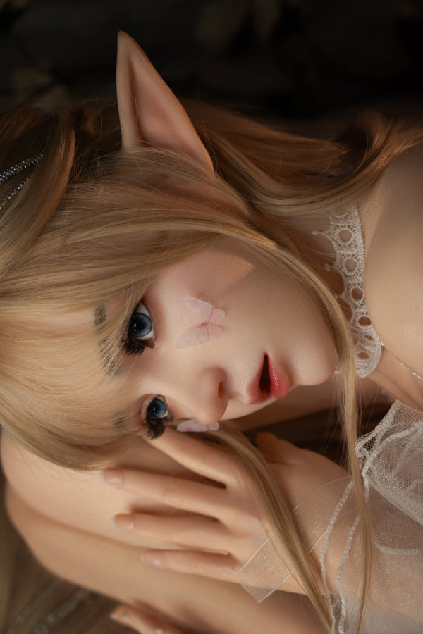 150cm (4ft11) A-Cup Elf Head Flat-Chested Hybrid Sex Doll with Movable Jaw Head